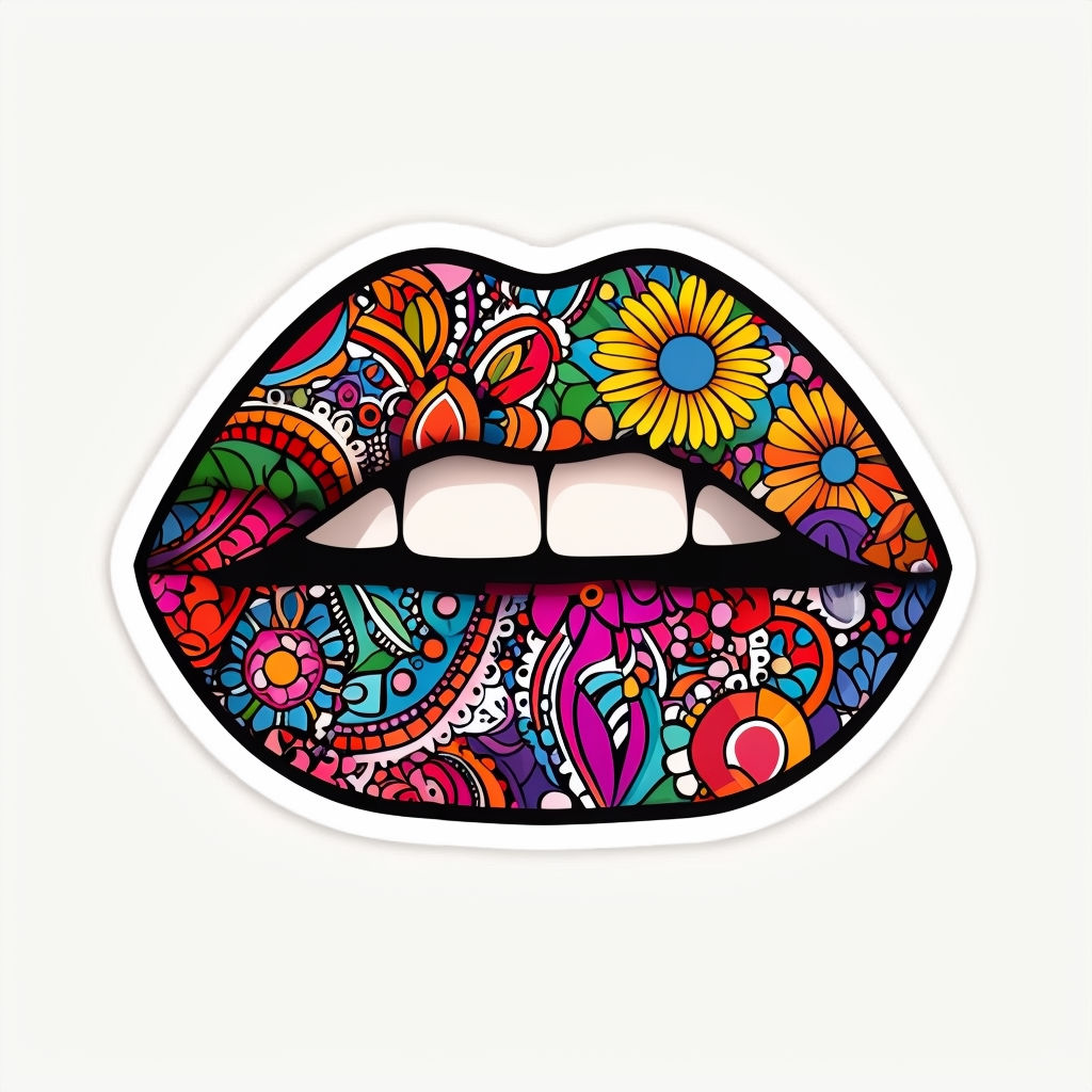 Floral lips Sticker