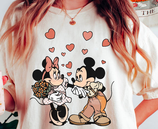 Vintage Valentines Day Mickey and Minnie Mouse Crewneck Shirt