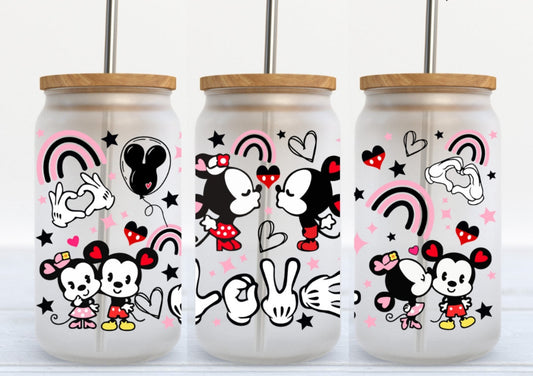 Mickey and Minnie Glass Tumbler