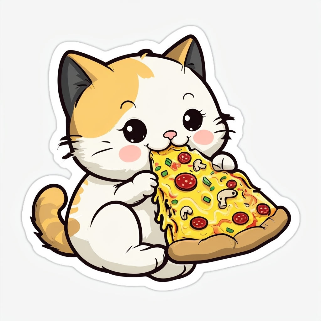 Kitty Cat eating pizza