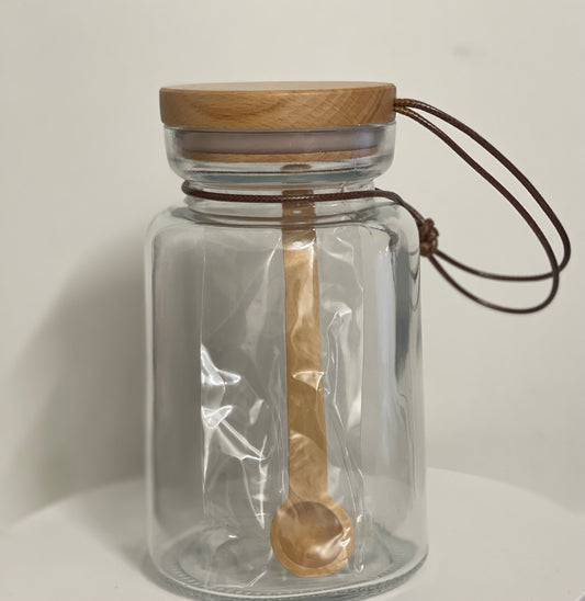 Glass Jar with wooden spoon