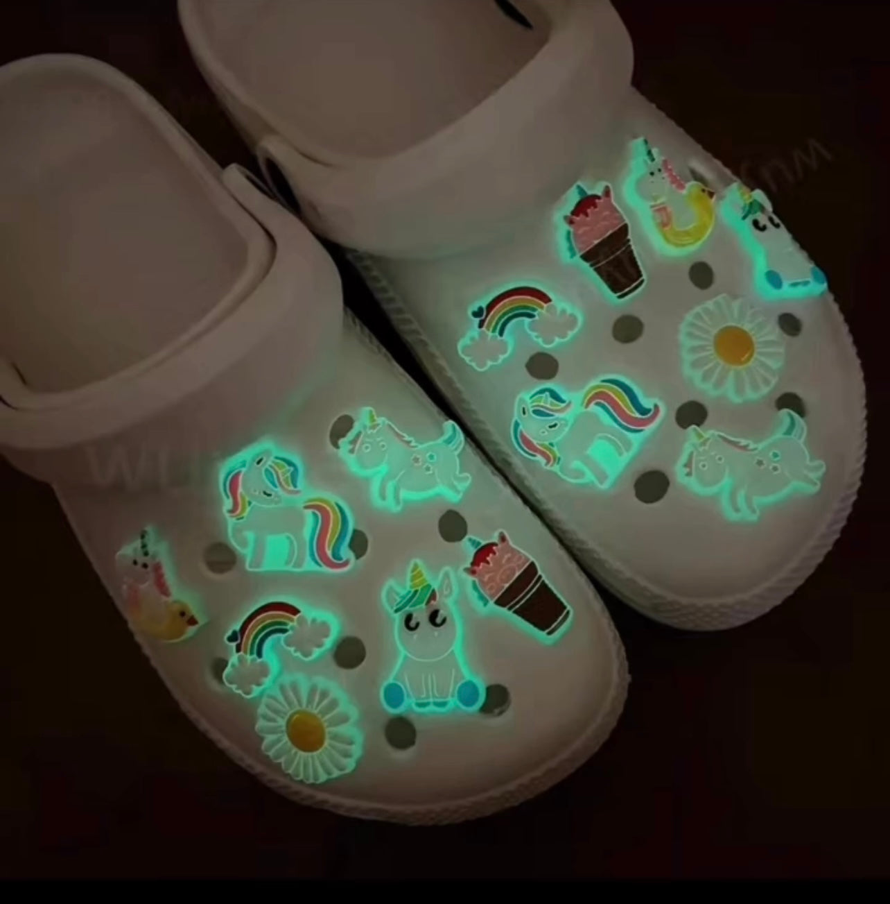 Glow in the dark croc charms